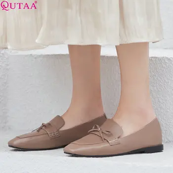 

QUTAA 2019 Women Pumps Low Heel Fashion Women Shoes Retro Summer Platform Cow Leather+pu Casual Ladies Pumps Size 34-39