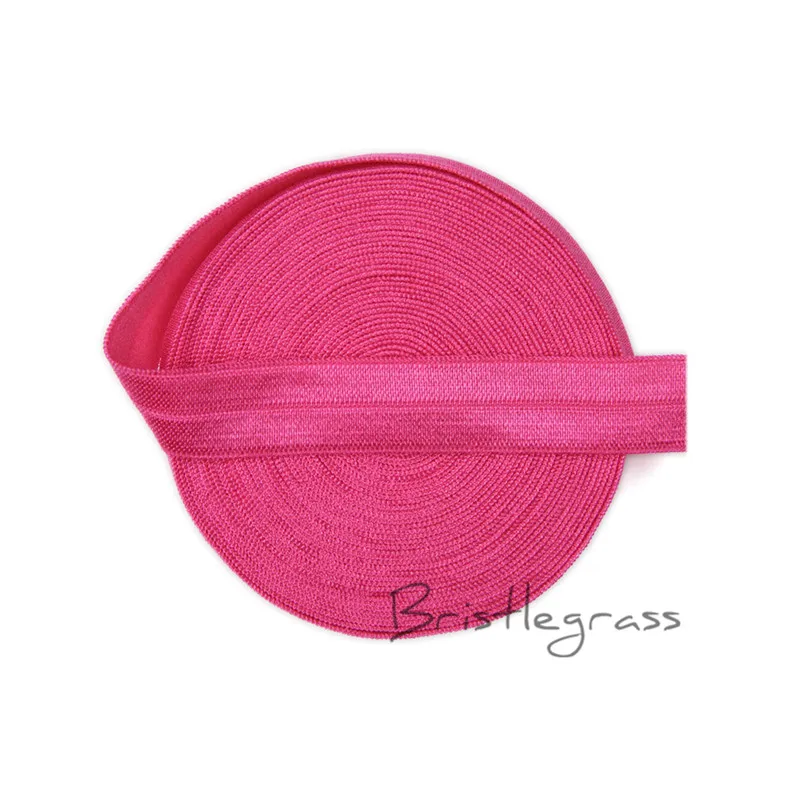 Щетина, 5 ярдов, 5/8 дюйма, 1,5 см, сплошной цвет, с отворотом, эластичная сатиновая лента из спандекса, детское платье с повязкой для волос, кружевная отделка, сделай сам, шитье - Цвет: Virtual Pink