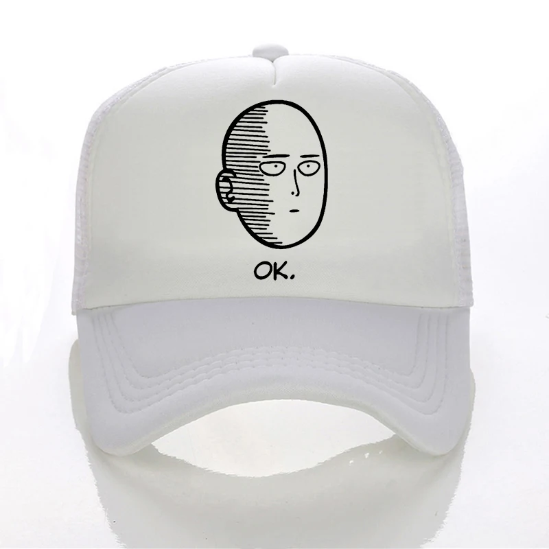 Аниме One Punch Man бейсбольная кепка с принтом мужчины Женщины прохладное лето Кепка Дальнобойщика с сеткой ONE PUNCH MAN Регулируемые snapback Шляпы