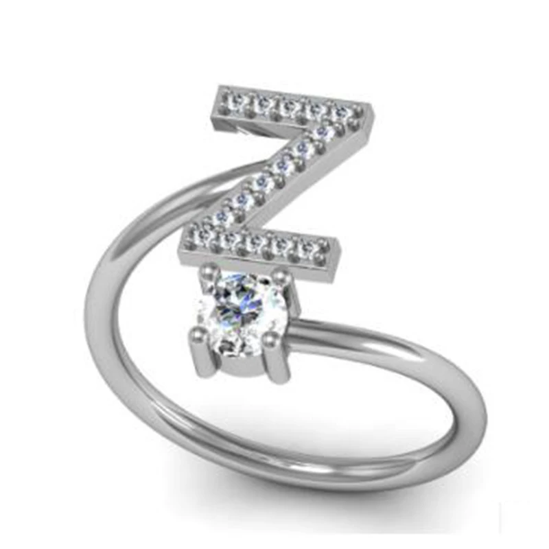 

Fahion A-Z Letter Ring Adjustable 26 Letter Finger Rings For Female Engagement Sliver Color Open Rings Wholesale Dropshipping