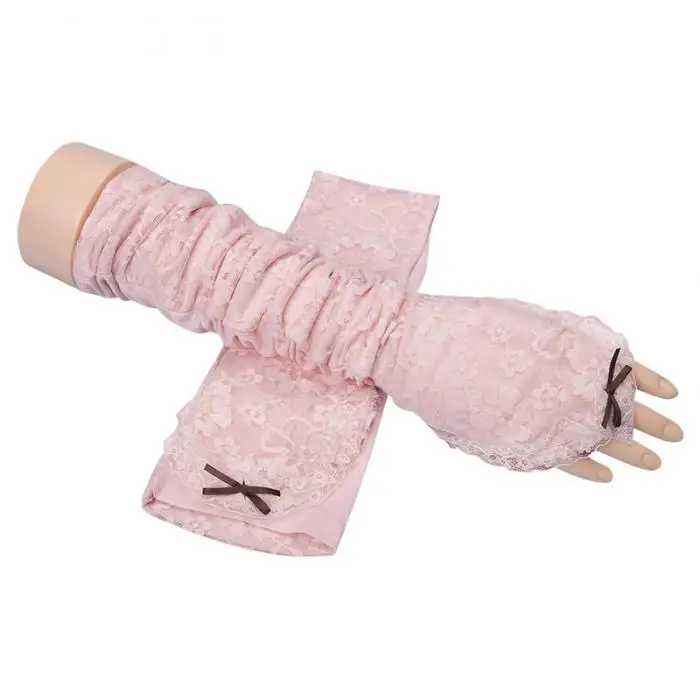 Newly 1 Pair Women Lace Arm Sleeves UV Protection Cooling Warmer Protective Gloves for Golf Cycling BFE88