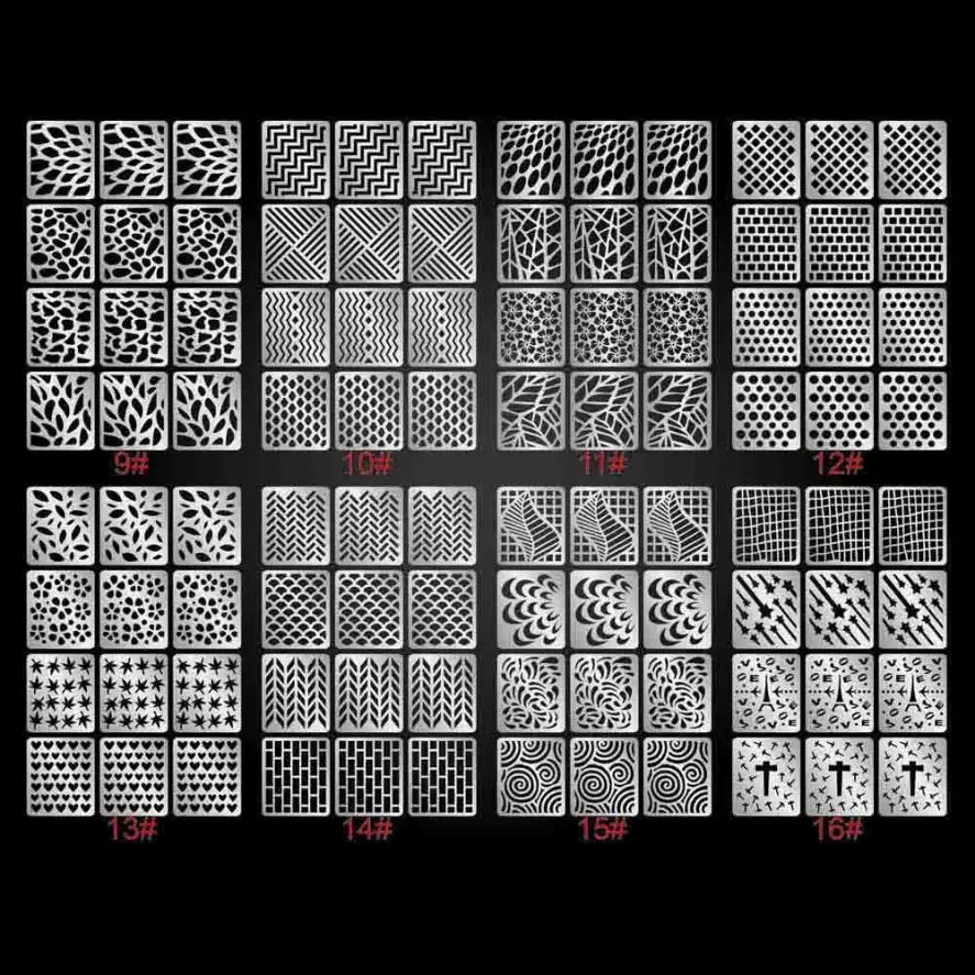 6 листов, трафарет для ногтей, многоразовый для маникюра, штамповка, шаблон, инструменты для дизайна ногтей F15X16