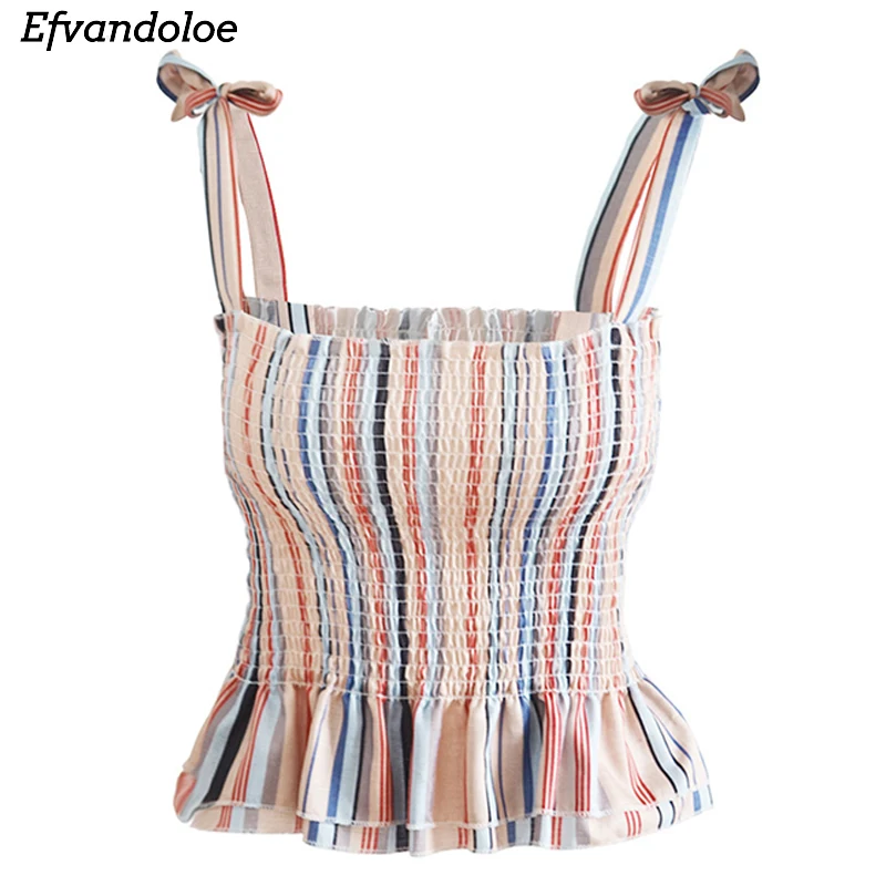 

Efvandoloe Striped crop top women 2019 summer tops sexy cropped fashion clothes