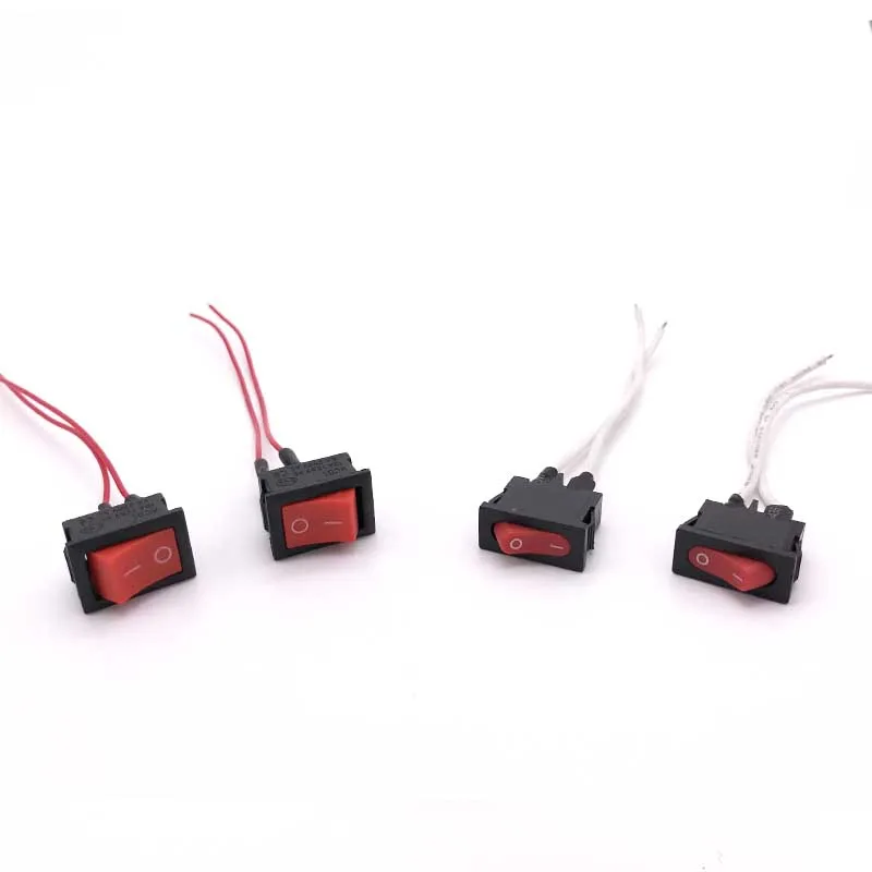 Us 4 27 5 Off 10pcs Rocker Switch Red Volt Kit Car 2 Pin Switch Wire 90mm With Pure Copper Cable Car Boat Round Rocker On Off Spst Switch