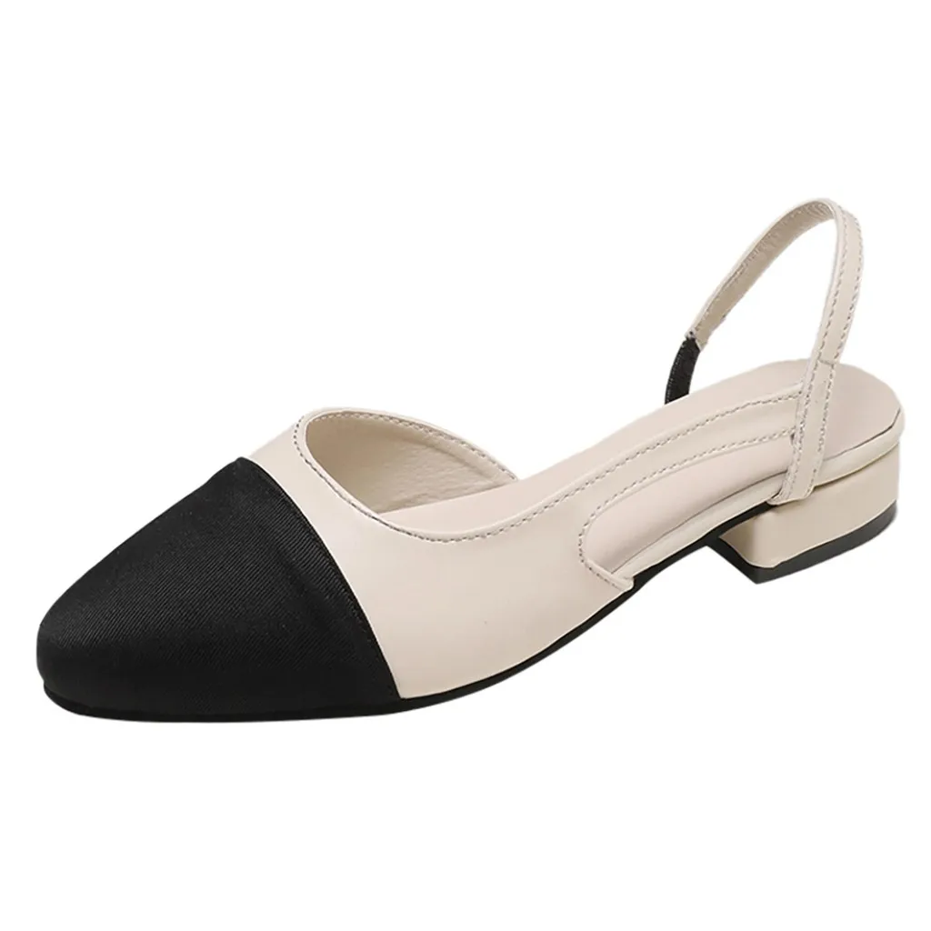 

CHAMSGEND Women's Fashion ladies color matching simple pointed low heel sandals casual comfort wild outdoor sandals
