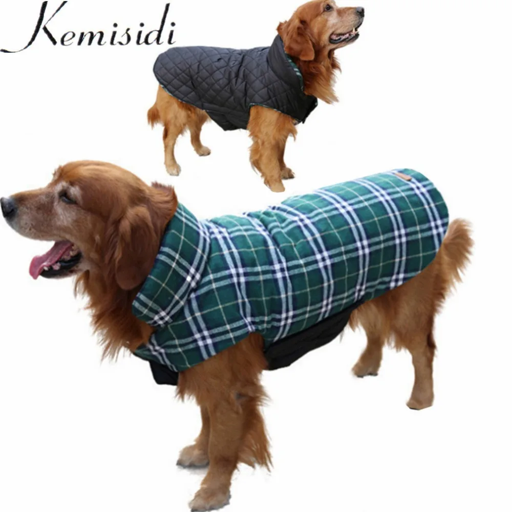

Autumn Winter Golden Retriever Big Dog Clothes Plaid Warm Windproof Coat Jacket Small Medium Corgi French Bulldogs Dog Apparel