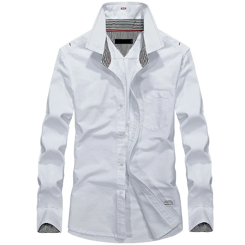 4 цвета, новинка, хорошее качество, весна-осень, мужские рубашки, удобные, хлопок, повседневные мужские рубашки, размер S-3XL - Цвет: white