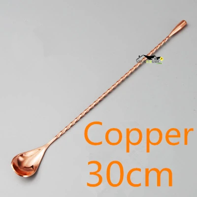 12 штук золото нержавеющая сталь смешивания Коктейльная ложка, спиральный узор бар чайная ложка мешалка ложка бар набор инструментов - Цвет: Copper 30cm
