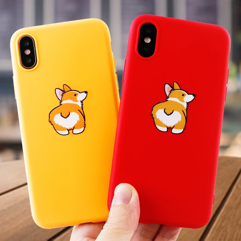 

Fashion Phone Cases for IPhone X XS MAX XR 8 7 6 s Plus Case Corgi Soft Silicone Fitted Shell Mobile Phone Covers Accessories