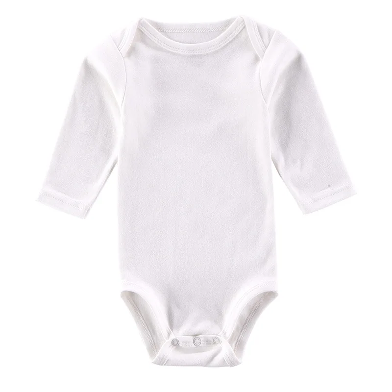 Cotton Full Newborn White Baby Bodysuit Solid Infant Boy Girl Jumpsuit