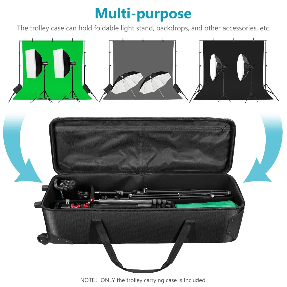 Neewer 44 inches Rolling Camera Case Anti-shock Detachable Padded Compartment Tripod Case Durable Waterproof for CameraTripod