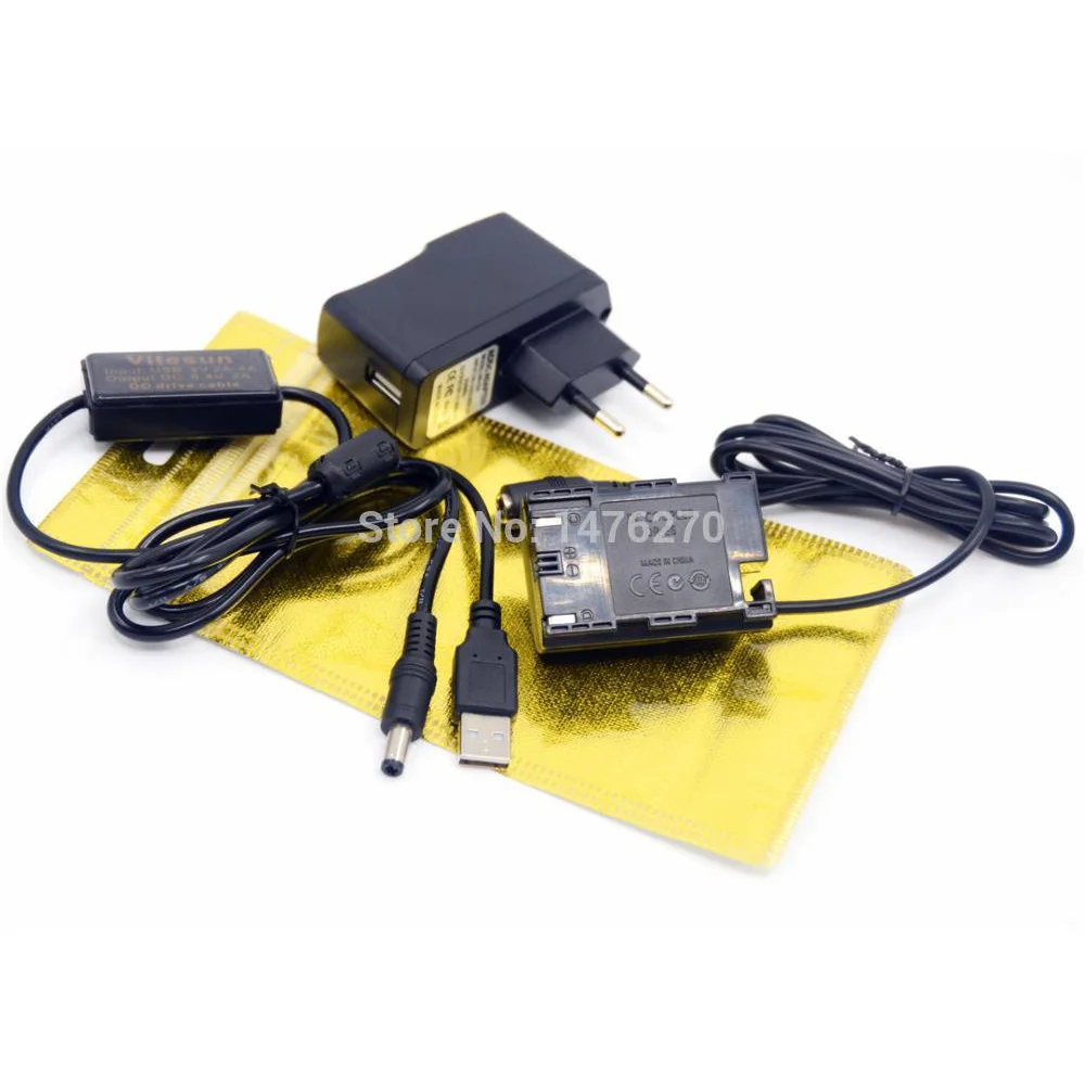

ACK-E6 power bank usb cable+adapter+DR-E6 DC Coupler LP-E6 dummy battery for Canon EOS 5D Mark II III 5D2 5D3 6D 7D 60D Camera