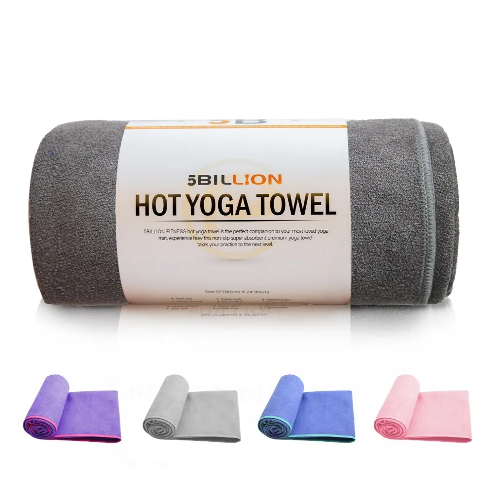 Yoga Towel with 4 Corner Pockets 24" x 72" Microfiber Hot Yoga Towel