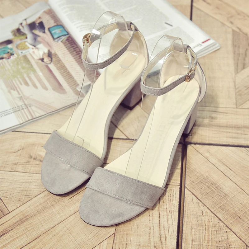 MCCKLE/Летняя женская обувь; сандалии-гладиаторы с пряжкой и ремешком; Модные женские босоножки на массивном каблуке; женская обувь с ремешком на щиколотке - Цвет: gray