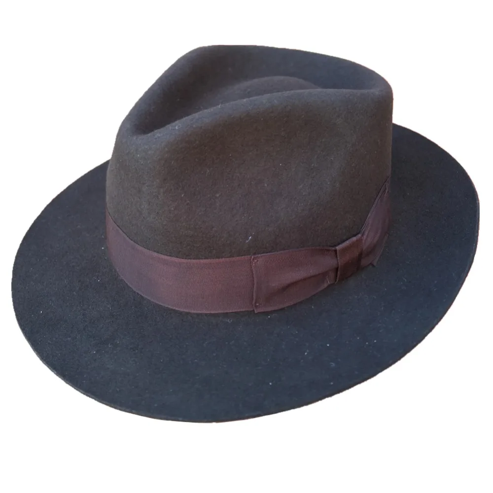 

Classic Dark Brown Men's Wool Felt Godfather Fedora Hat - Gangster Mobster Michael Jackson Gentleman Hat
