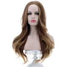 2" Синтетические парики для женщин коричневый блонд Омбре средний балл длинные вьющиеся парики Косплей парики высокой плотности 150% 245 г термостойкие