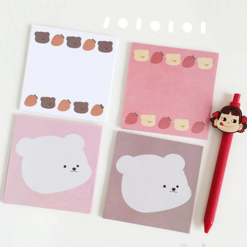 

1 Pcs Cartoon Animal Bear Carrot Paper Memo Pads Notepad Korean Stationery Sticky Notes Bookmark School Office Supplies Gift