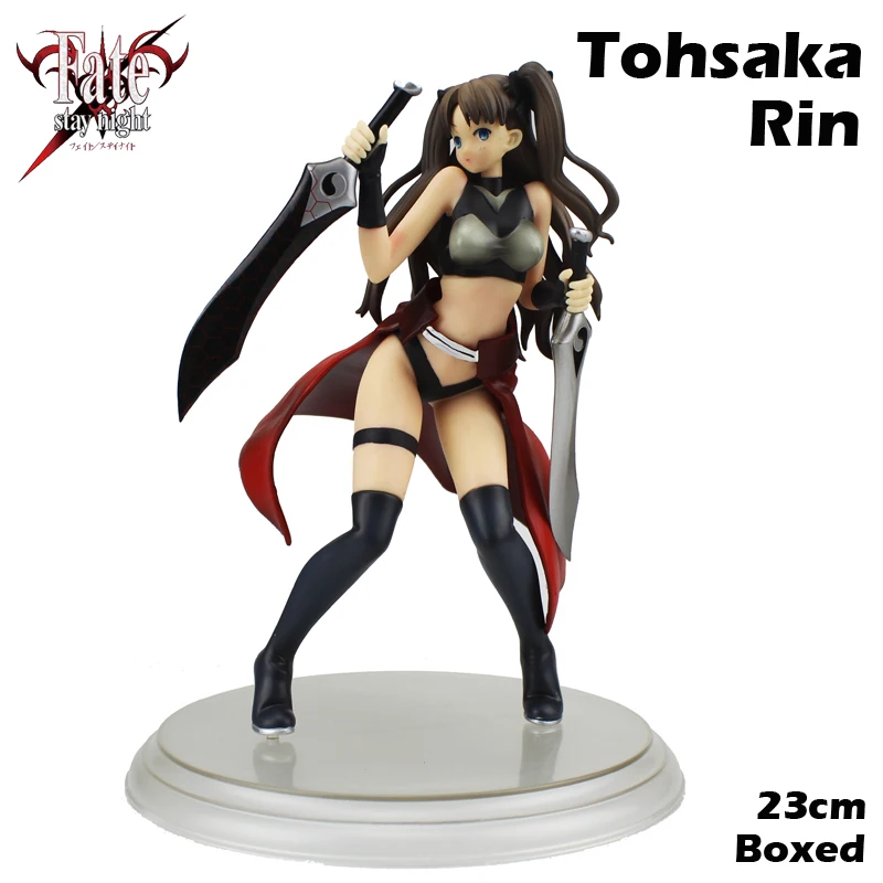 

Free Shipping 9" Fate Stay Night Anime UBW Tohsaka Rin with Sword Boxed 23cm PVC Action Figure Collection Model Doll Toys Gift