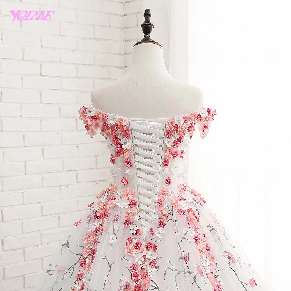 YQLNNE, Vestido Debutante, бальное платье с открытыми плечами, на шнуровке, милое 16 платье, Vestidos De 15 Anos