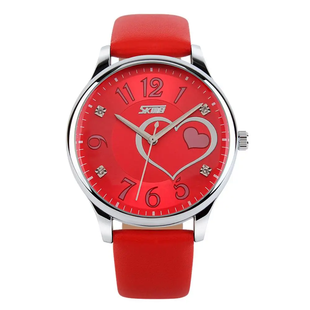 

Women Girls Waterproof Genuine Leather Rhinestone Analog Quartz Wrist Watch woman watch
