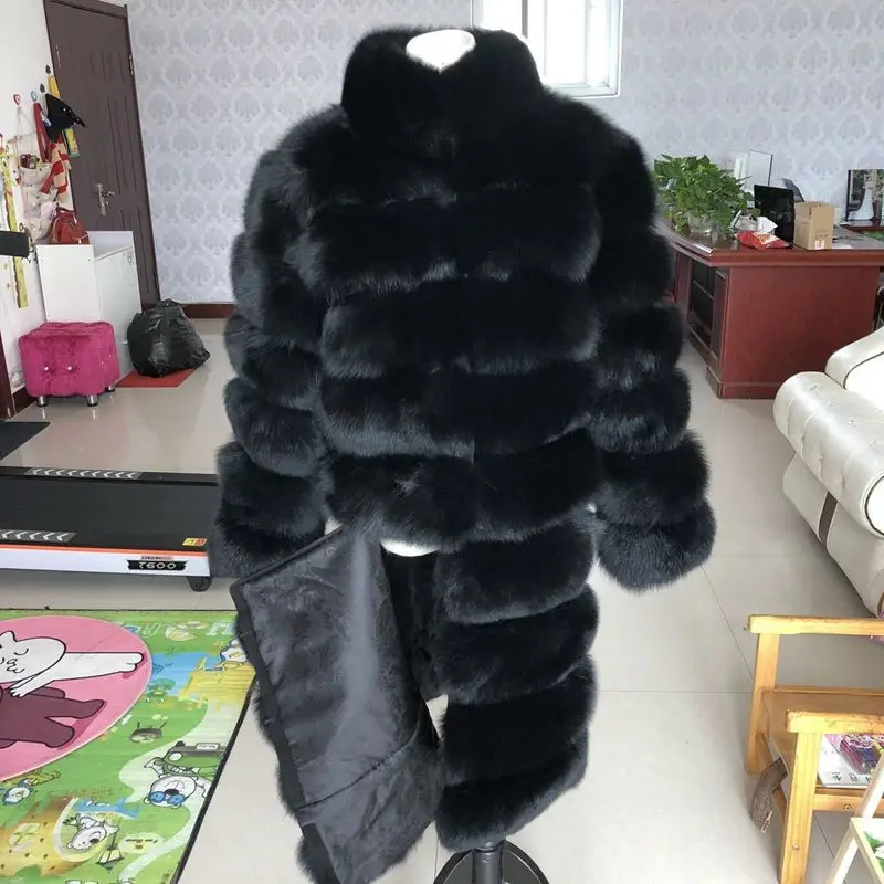 Новый бренд шуба из натурального Лисьего меха длинные зимние теплые пальто