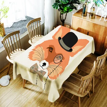 

Animal Wearing Glasses Tablecloth Waterproof Dinner Washable Rectangular Tapete Oilproof Table Cloth Dining Kitchen