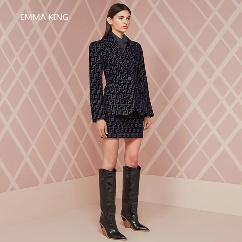 

2018 New Leather Shaped Heels Knee High Boots Women High Heels Pointed Toe Fashion Ladies Runaway Shoes Long Boots Botas Mujer