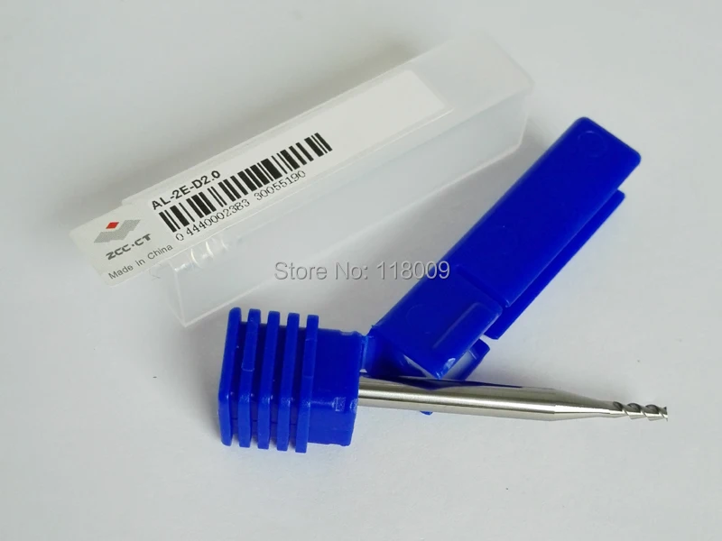 

2pcs 2mm AL-2E-D2.0 Original ZCC.CT Carbide 2 Flutes Flat end mills for Aluminum D2*6*D4*50