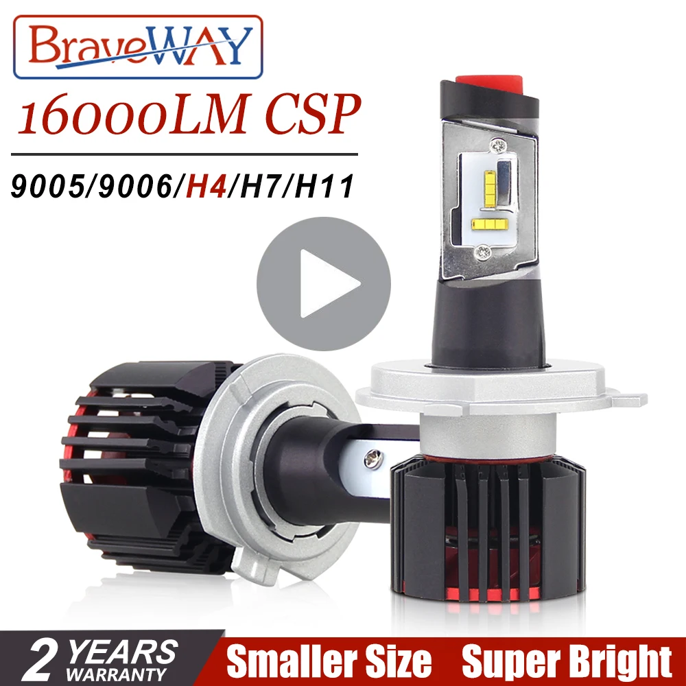 

BraveWay CSP Chip H7 LED Light Bulbs H11 LED H7 16000LM 100W Turbo LED HB4 HB3 Lamps Canbus 12V H4 LED Headlight Bulbs for Auto