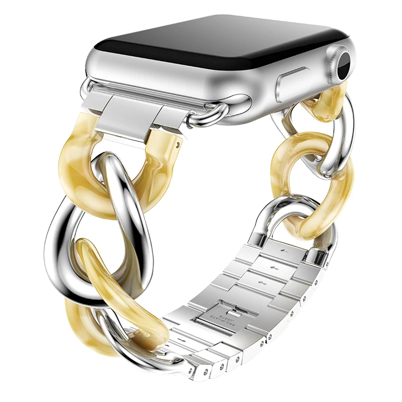 

Gold Stainless Steel Denim Chain Women/Men Watch Bands For Apple Watch 4 38 40 42 44mm wrist Bracelet belt for iwatch 1 2 3 4