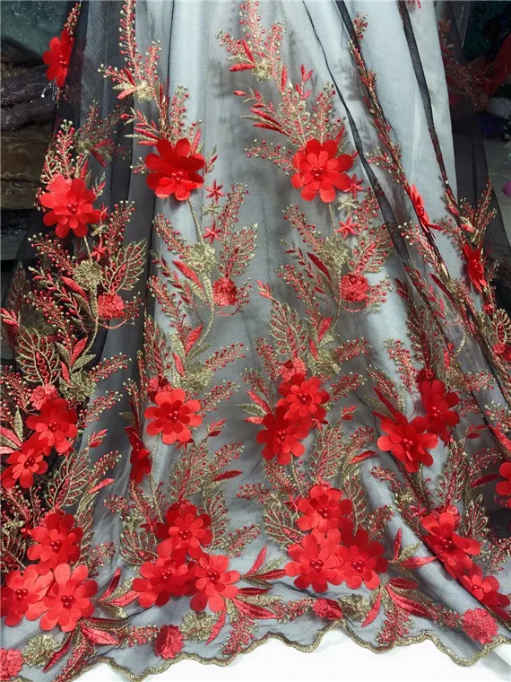 

2019 African Cord Lace High Quality French Lace Fabric With beads Red black African Lace Fabric For Nigerian Wedding Dress green