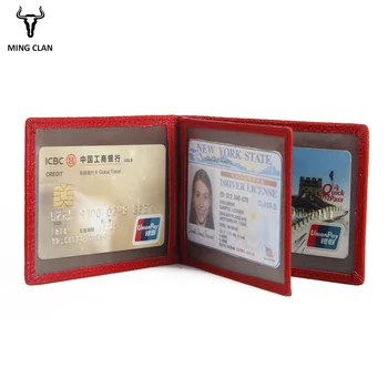 

Mingclan Slim Minimalist Wallet Genuine Leather Credit Flip Card Holder Case ID Travel Purse Men Women Rfid Driving License Bag