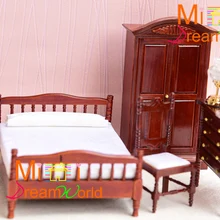1:12 Кукольный домик миниатюрная мебель игрушка спальня викторианская кровать шкаф набор 5 шт