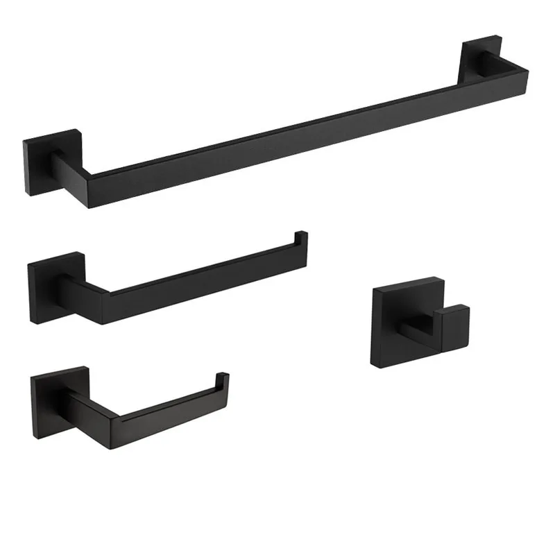 Bathroom Hardware 4-Piece Set Towel Bar Towel Ring Toilet Paper Hold Robe Hook Bathroom Accessories toilet paper holder,towel hook,bathroom hardware set,bathroom hardware accessories,clothes hook