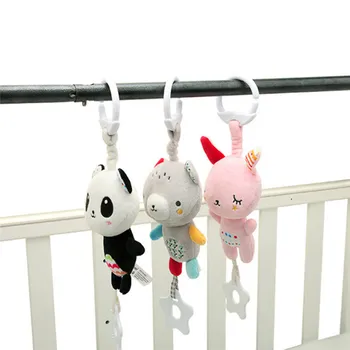 

Baby Animal Stroller Rattles Infant Crib Mobile Plush Rabbit Bear Handbell Toddler Musical Doll Bed Hanging Toys With Teether