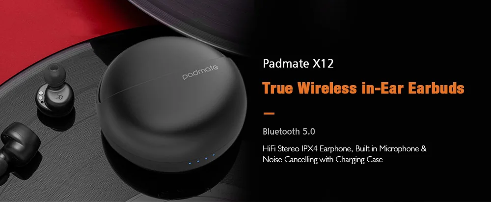 Padmate X12 наушники-вкладыши TWS True Беспроводной Bluetooth 5,0 вкладыши hi-fi-стереозвук наушники-вкладыши Наушники IPX4 Водонепроницаемый с микрофоном ANC