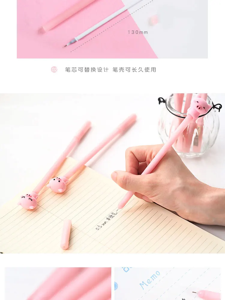 Porco dos Desenhos 40 Pçs e lote Criativo Boneca Animados Silicone Gel Caneta Unisex Assinatura Canetas Roller Pen Presente da Promoção Escola Escritório Prêmio 15 Canetas de gel