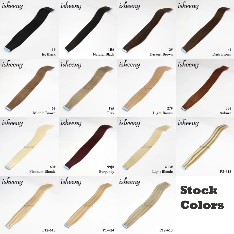 Isheeny Platinum Blonde Tape In Human Hair Extensions Remy Hair 12\