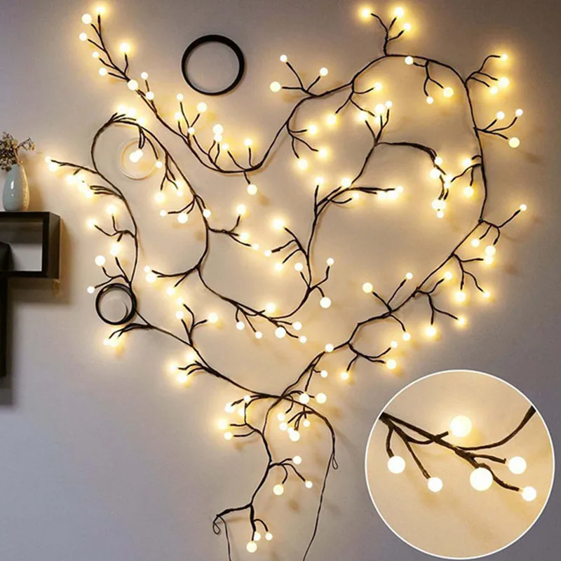 

Christmas Lighting Strings LED 2.5M rattan branches light string shape lamp dimmable round ball bar wedding Deco lamp led string