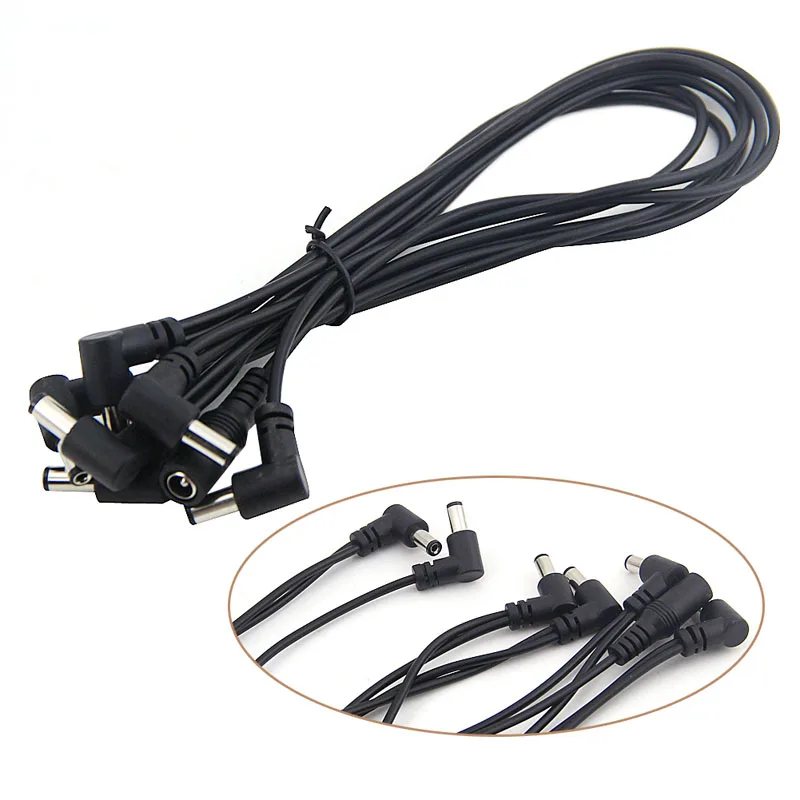 

6 Way Guitar Effect Pedal Daisy Chain Power Supply Cable Right Angle Round Jacks