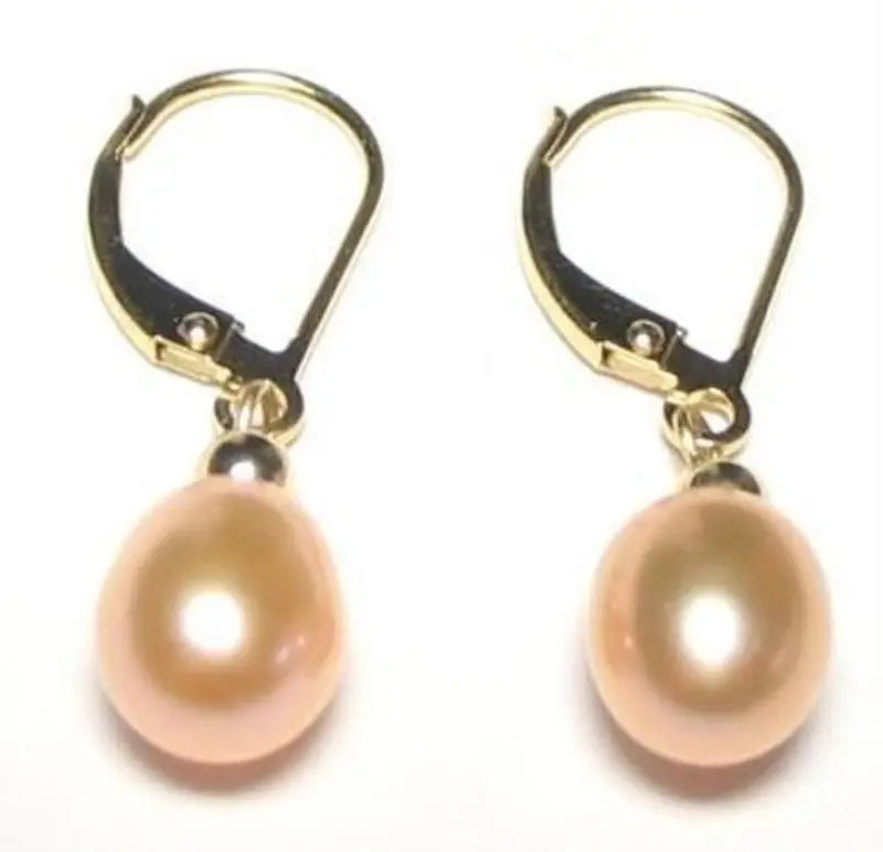 

Hot sell Noble- Wholesale price 16new ^^^^new 7-8mm Genuine AAA pink Pearl 925 Silver Lever Back Earrings