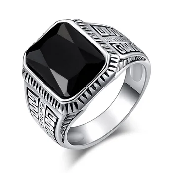 OFERTA ESPECIAL ❤️ Anillo de resina negra Chapado en plata para hombre y mujer, sortija cuadrada de aleación de plata para hombre y mujer, 2020 - discount item 28% OFF Joyas y complementos