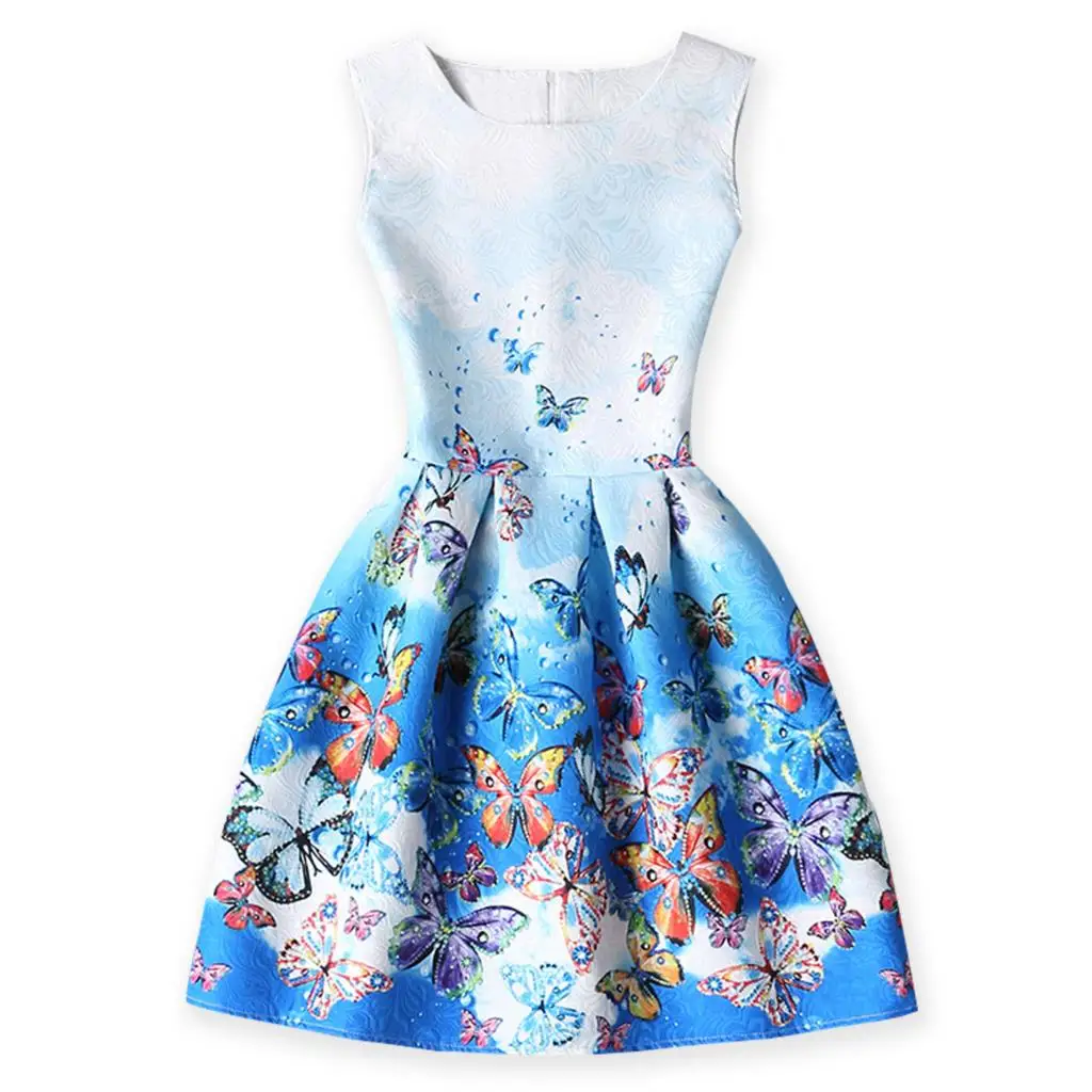 Girl Dress Teenager Dress Butterfly Print Elsa Dress Princess Elsa ...