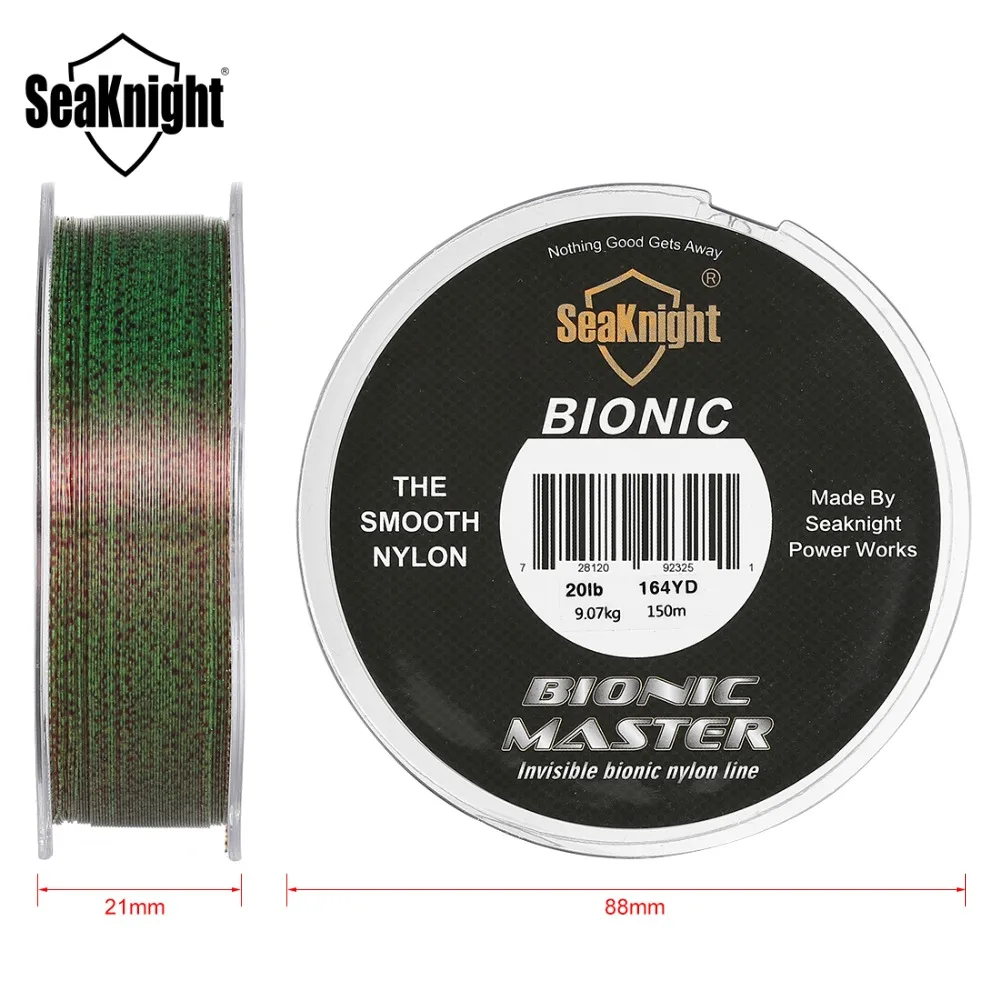 SeaKnight BIONIC MASTER 150м 164yds нейлоновая леска Гладкая нейлоновая линия леска монофильная Mono леска 2-25LB леска плетеная двойные цвета fishing tackles Saltwater Freshwater Fishing Пятнистая нейлоновая линия