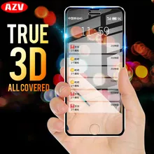 AZV 3D For iphone 6 7 8 Plus X 5 SE Full Cover Metal Edge Tempered Glass For Apple iphone X 8 7 6 6s 5s Protection Glass Film