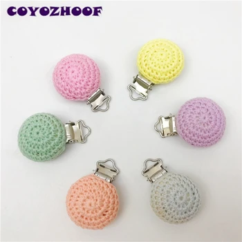 

Baby Teether 10pcs Natural Colorful Wooden Crochet Pacifier Clip Round Wooden Teething Beads Chew Nursing Pacifier Metal Clips