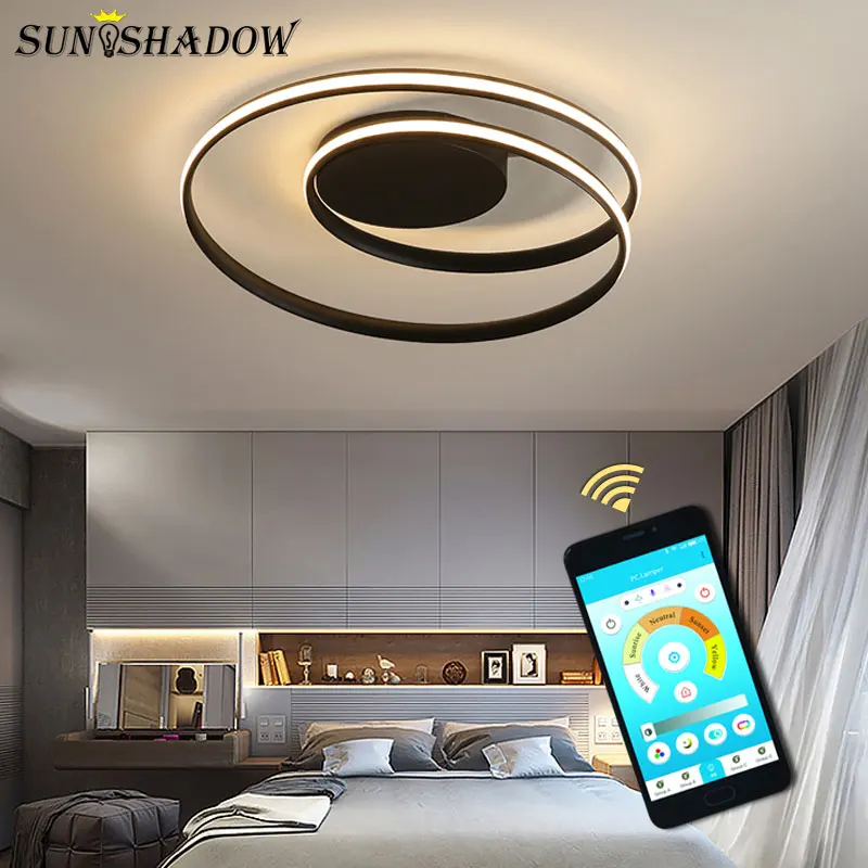 

Intelligent Bluetooth Control Modern Led Chandelier Black&White Ceiling Chandelier Lighting For Living room Bedroom Dining room