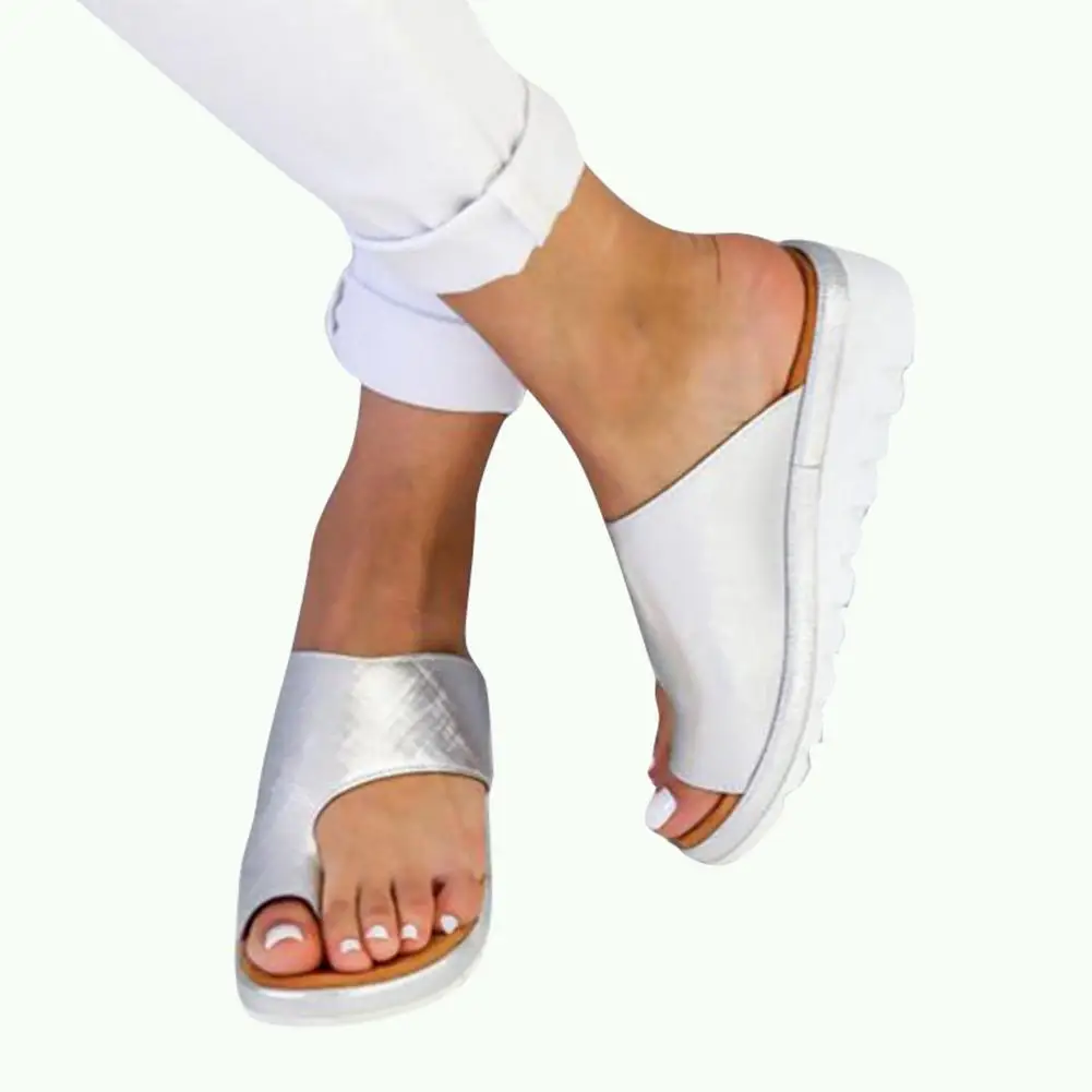 

Women PU Leather Shoes Comfy Platform Flat Sole Ladies Casual Soft Big Toe Foot Correction Sandal Orthopedic Bunion Corrector