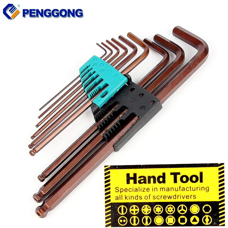 

9pcs L-Type Hex Wrench Lengthened Spanners Universal Allen Key For Bike Car Home Appliances Repair Tool Hand Tool Kits