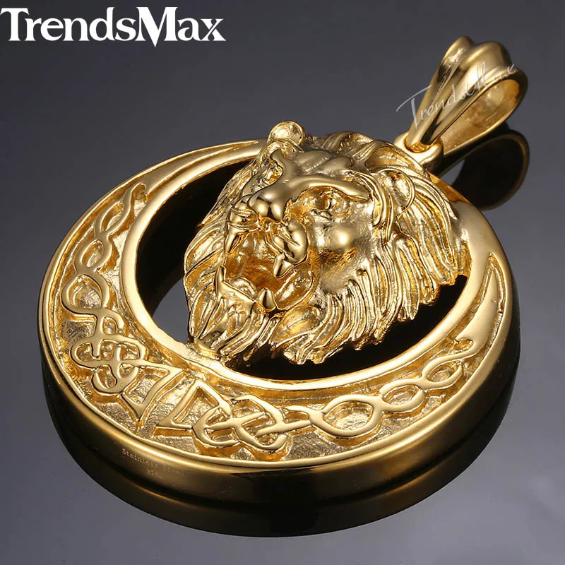 Прямая поставка ожерелье с подвеской в виде льва для мужчин золотого, серебряного, черного цветов, цепочка из нержавеющей стали, мужское хип-хоп ювелирное изделие HP97 - Окраска металла: Gold HP97